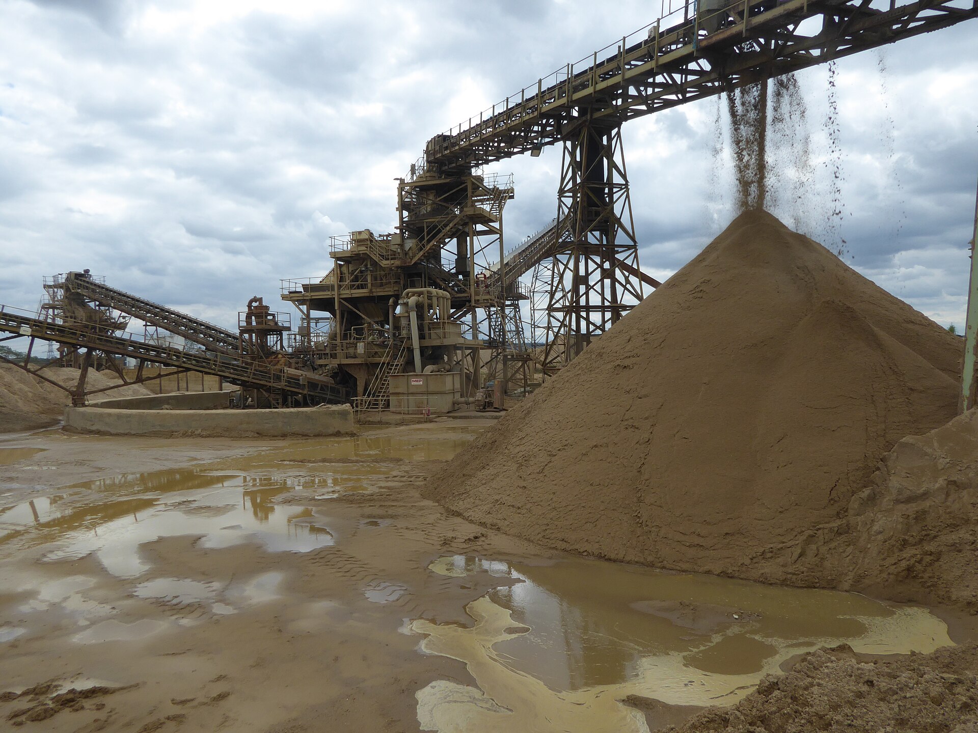 Aggregate and manufactured sand stockpile, industry scene